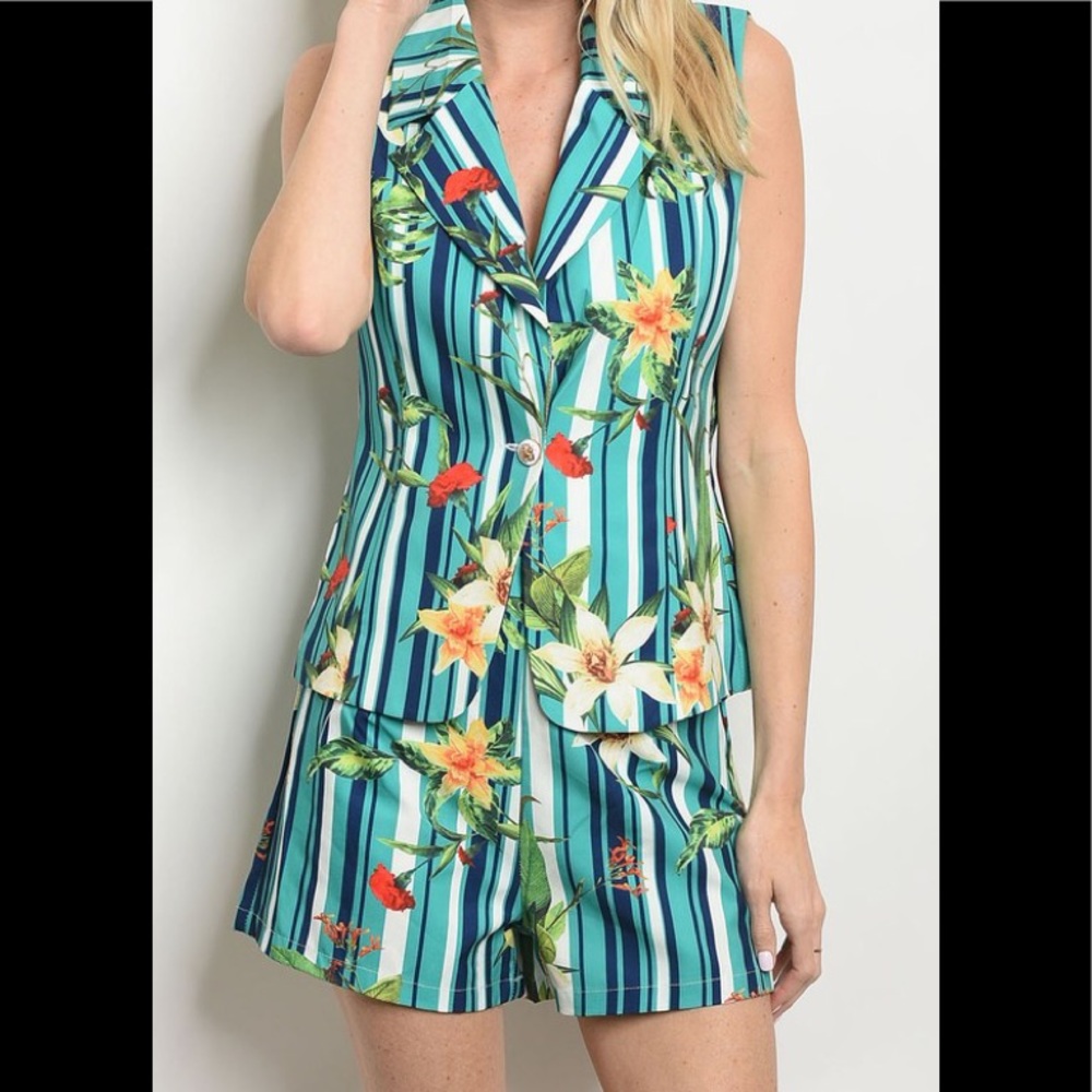 NWT Floral Vest and Short set